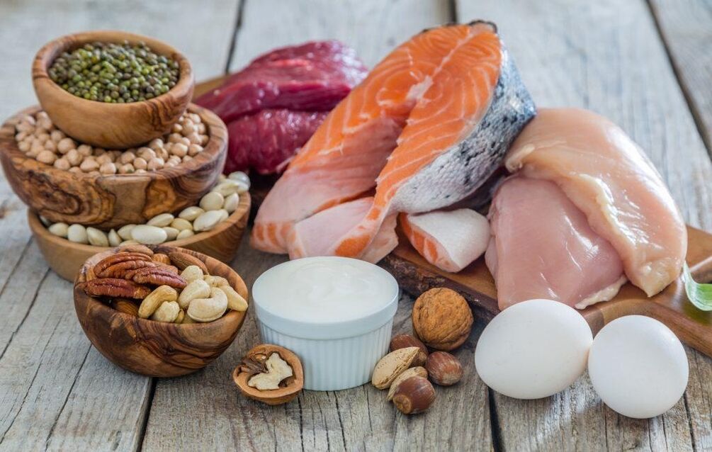 Produtos cun alto contido en proteínas animais e vexetais